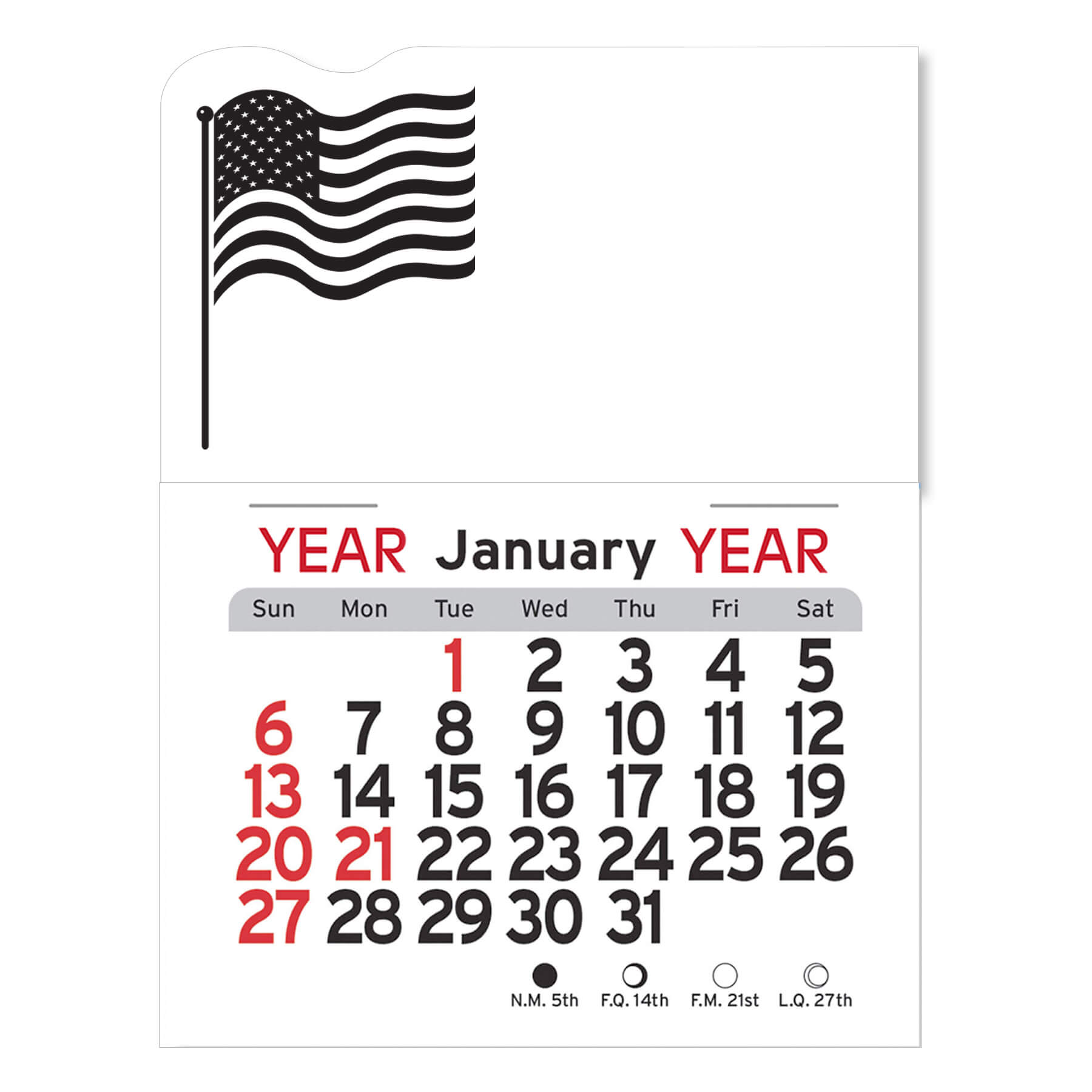 Adhesive Peel-N-Stick® Calendar - American Flag